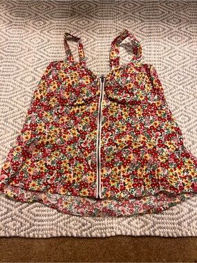 Wishful Park Cream Floral Smocked Tank with Red & Yellow Accents